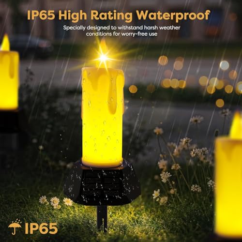 Image of LIDORE Solar Powered Candle Lamps with Ground Plug, Set of 2, Outdoor Use
