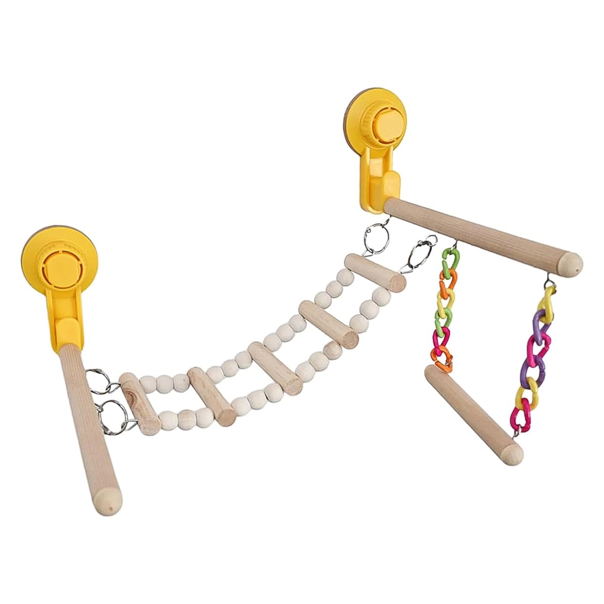 Percha de Madera con Ventosa para Ventana y Ducha, Centro de Actividades portátil, Soporte de Juego para Loros, periquitos y pájaros pequeños