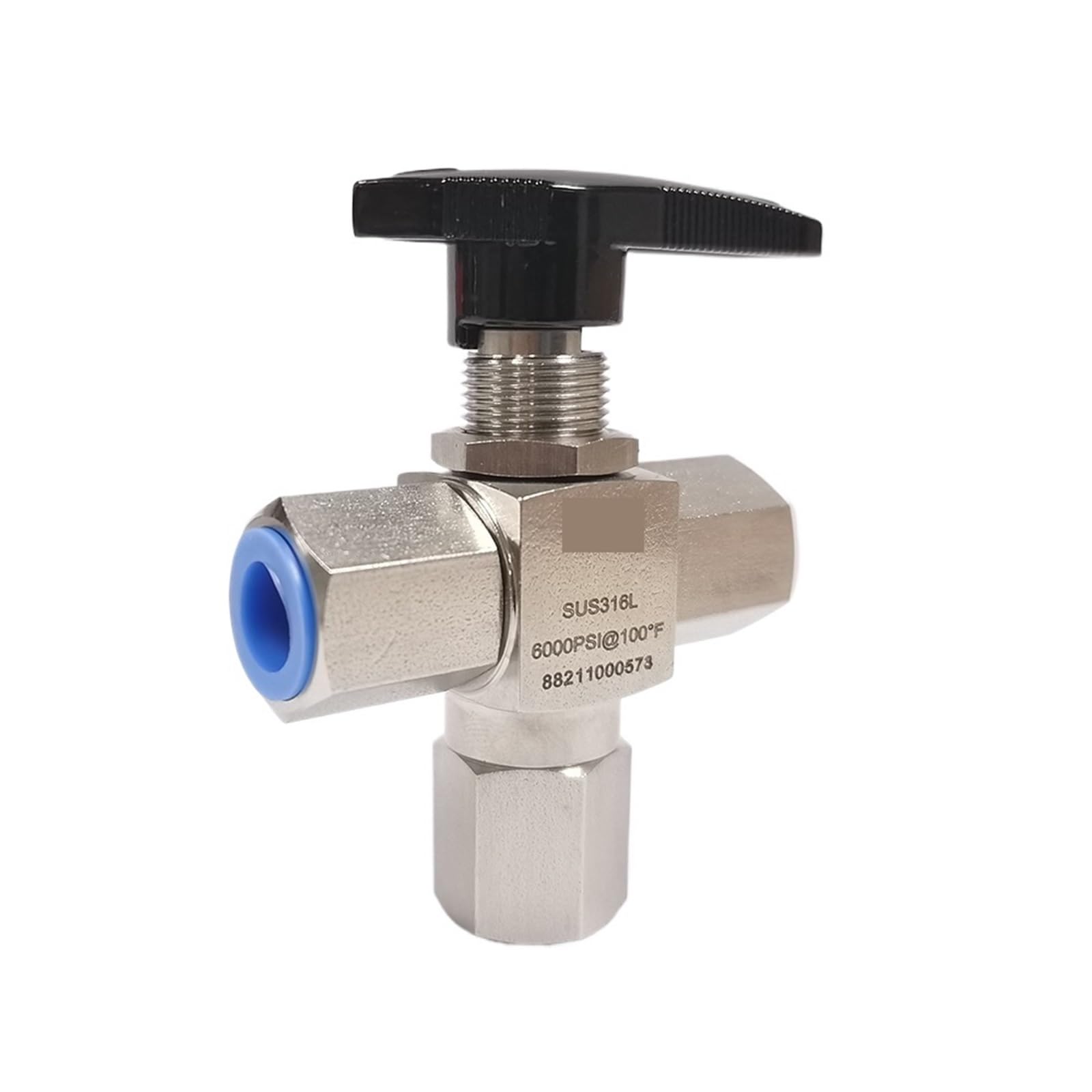 Vanne à boisseau sphérique 3 voies 3000 PSI inox 316 femelle pour réseau de gaz hydrogène