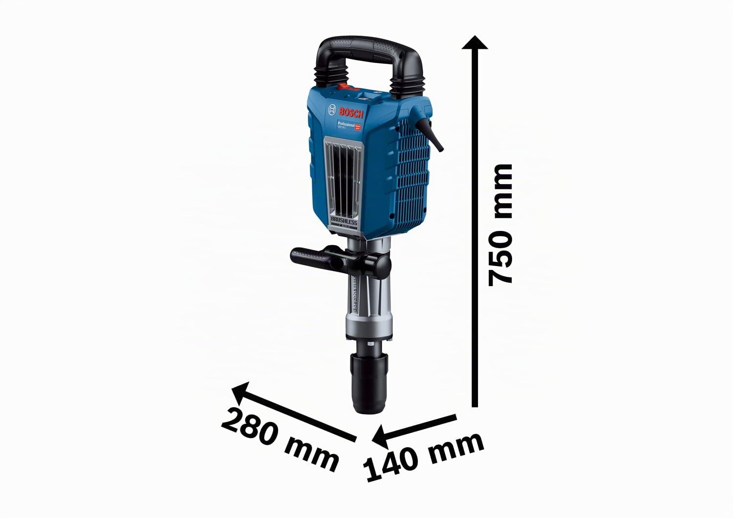 Bosch Professional Martello demolitore GSH 14 C (28 J di potenza del colpo, numero di colpi 1.900 colpi/min incl. scalpello a punta, impugnatura supplementare, valigetta)