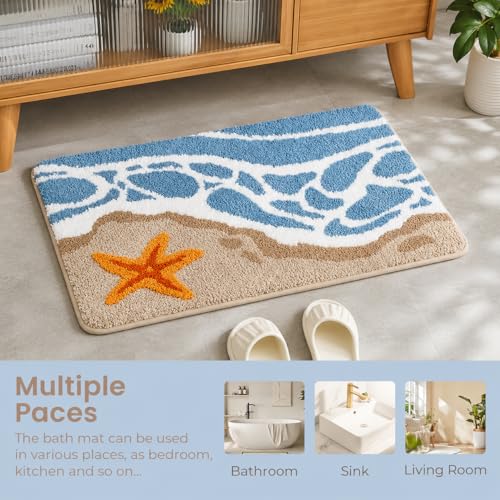 Image of Roseate Starfish Super Soft Anti Skid (40x60 cm) Super Absorbent Mats Microfibre 2000 GSM Mat for Bathroom /Bedroom /Kitchen /Door Mat /Floor Mat (Pack of 1)