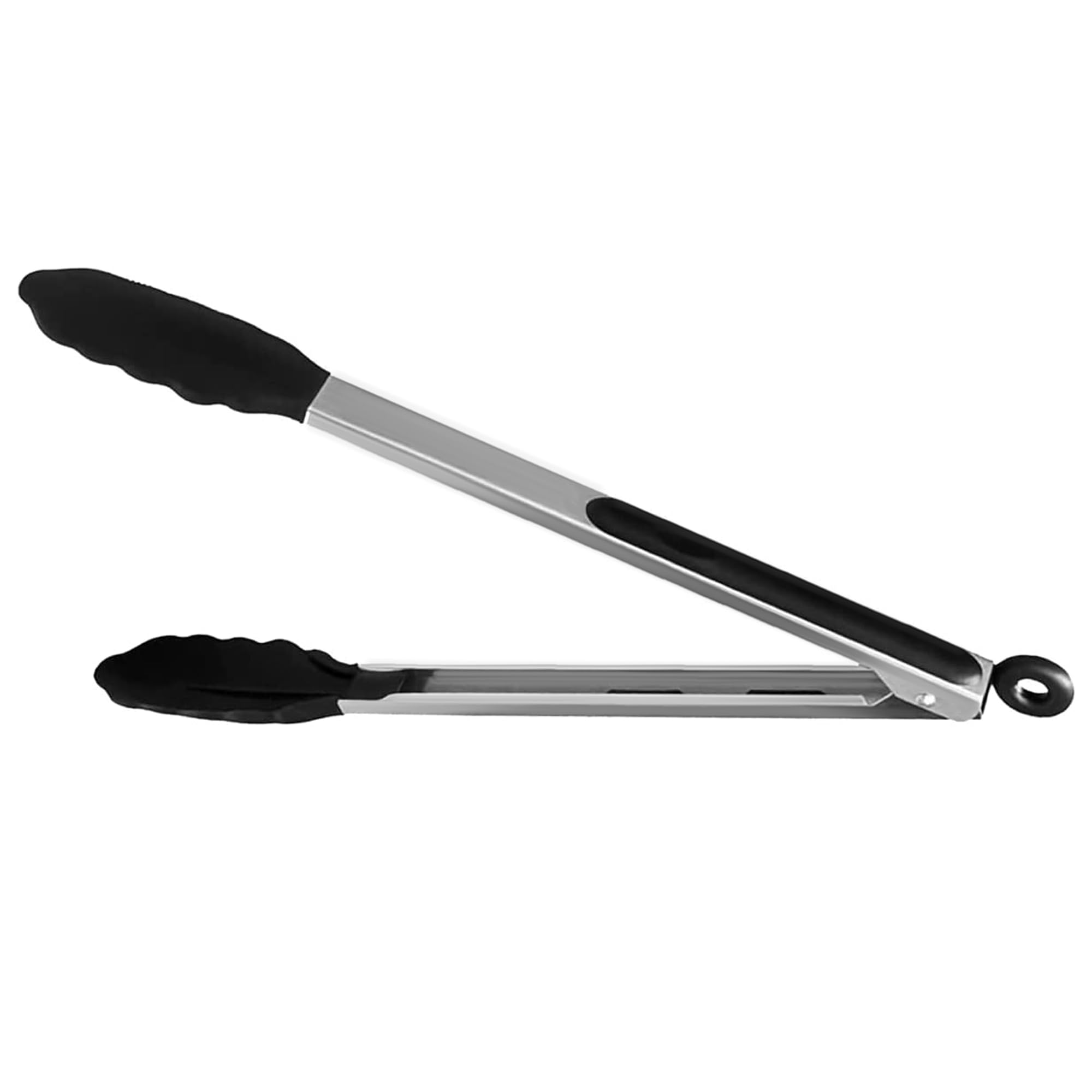 Pinzas largas para parrilla de cocina, acero inoxidable resistente con bloqueo de puntas de silicona antiadherentes resistentes al calor, perfectas para barbacoa, parrilla y herramienta de 9