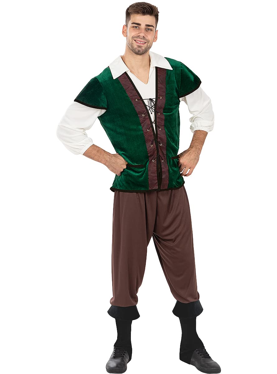 Funidelia | Medieval Peasant Costume for Men Medieval Middle Ages Peasant Peasant Tavern - Adult Costume and Fun Accessories for Parties, Carnival and Halloween - Size XL - Brown