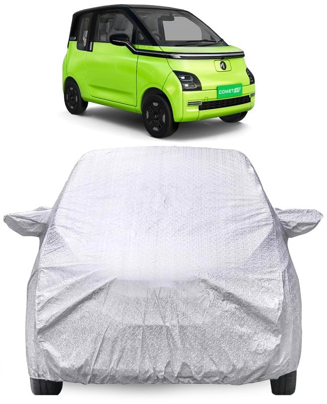 Image of Autofact Waterproof Car Cover for MG Comet | Shining Silver, All-Weather Protection, UV & Heat Resistant, Windproof with Buckle Belt, Scratchproof & Dustproof, Soft Cotton Inner Lining