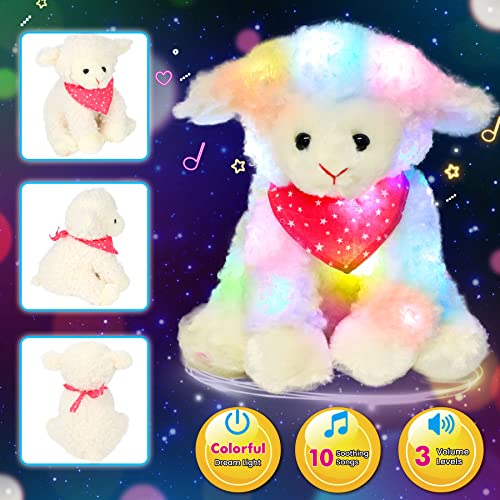 Cuteoy Led Musical Lamb Stuffed Animal Night Light Plush Sheep Lullaby Toy Adjustable Volume Animated Easter Birthday Festival For Kids Toddler Girls 11" #TOP3