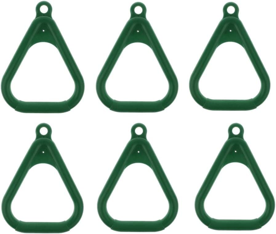 6-Piece Kids Bar Rings Swing Set, Triangular Plastic Gym Rings, 120kg Load Bearing, Playground Swing Set Accessories for Outdoor Backyard, Great Garden Toy for Children and