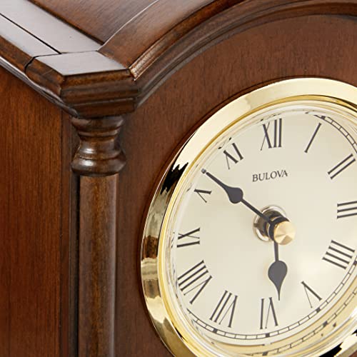 Bulova Dalton Chiming Pendulum Table Clock - Walnut Finish - Gold-Tone Accents #TOP2