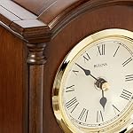 Bulova Dalton Chiming Pendulum Table Clock - Walnut Finish - Gold-Tone Accents - Image 3