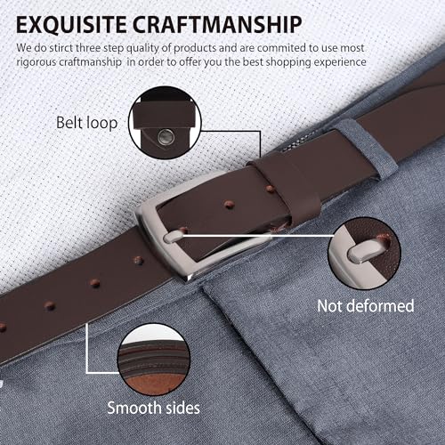 Image of HAYES LONDON Belts for Men Leather Original, Formal & Casual Leather Belt with Solid Metal Curved Buckle