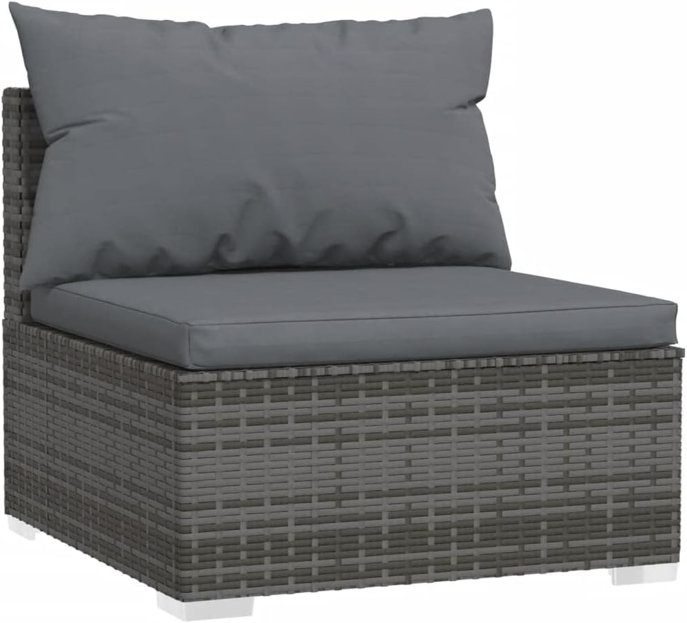 vidaXL Gray Patio Furniture - Gray Cushion - 3 Seats