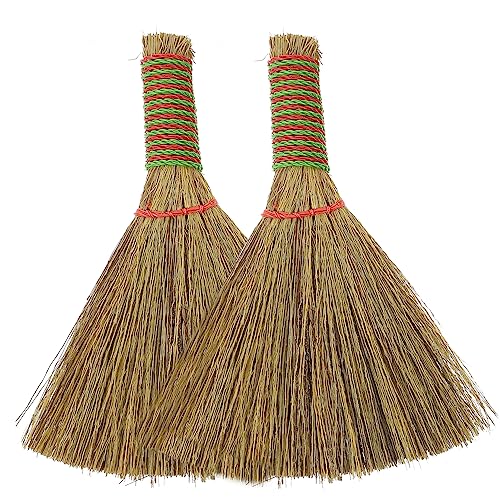 FOMIYES Ergonomic Handle Small Broom Straw Broom for Desktop and Home Cleaning