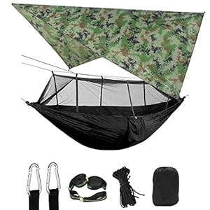 CGHETC Camping Hangmat Met Camping Wandelen Backyard Travel Net Tent Tent Tarp Tree Rands Draagbare Nylon Hangmat Tent…