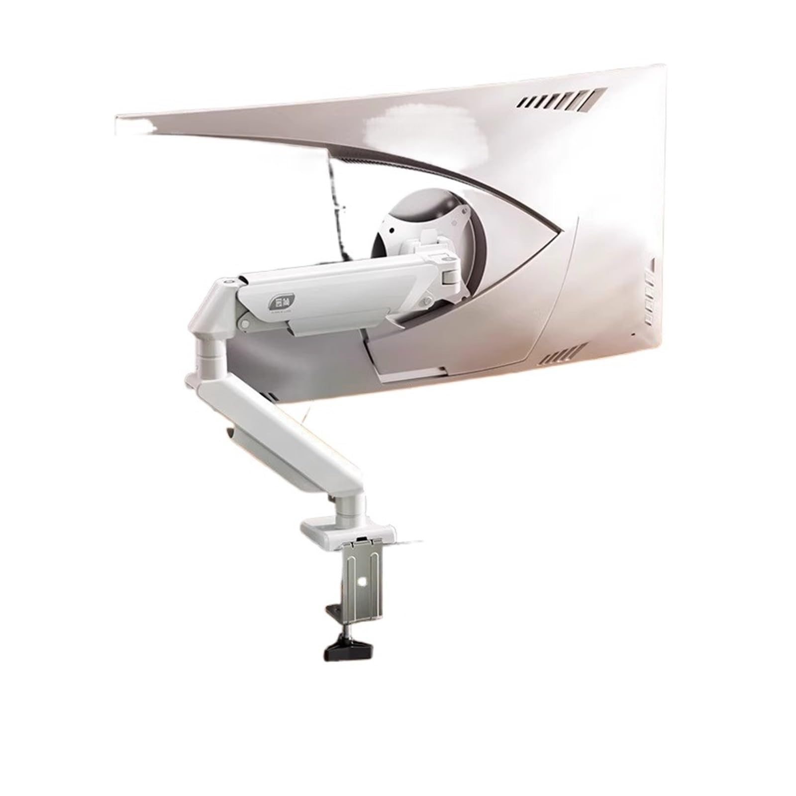 Bras robotisé support d'écran blanc support de moniteur réglable avec pince de bureau
