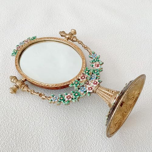 Espejo de maquillaje ovalado vintage para tocador miniatura 4