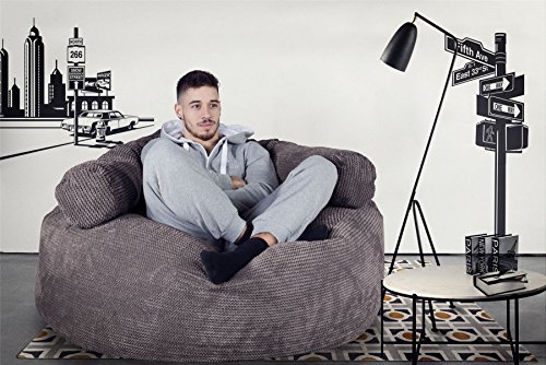 Lounge Pug, 'Mammoth' Sofa Sitzsack XXL, Riesen Sessle, Pom-Pom Anthrazit – Bild 3