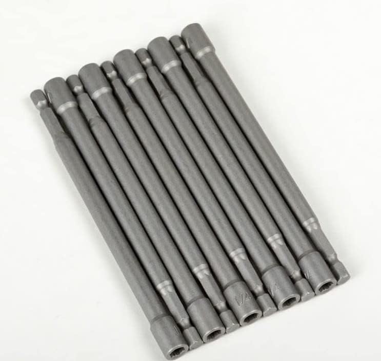 for 10pc Pack of 1/4" Magnetic Hex 6" Long Driver Bits Power Nut Runner Socket