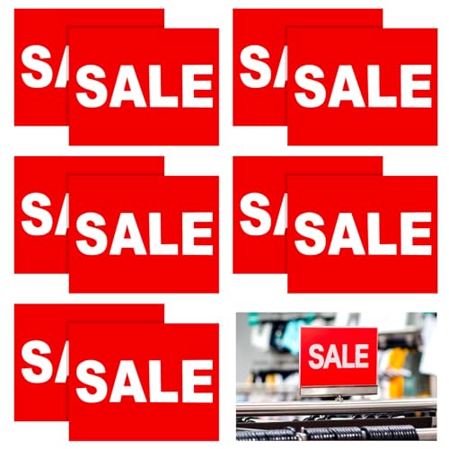 Sale Signs for Retail Store, 10 Pcs 7 × 5.5 Inch Card Stock Sale Tags Red White Print Sale Sign for Garage Yard Store Outdoor Indoor Advertising