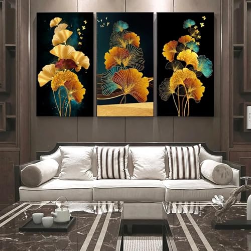 Art mural photo abstrait triptyque de ginkgo 40x80 cm sans cadre
