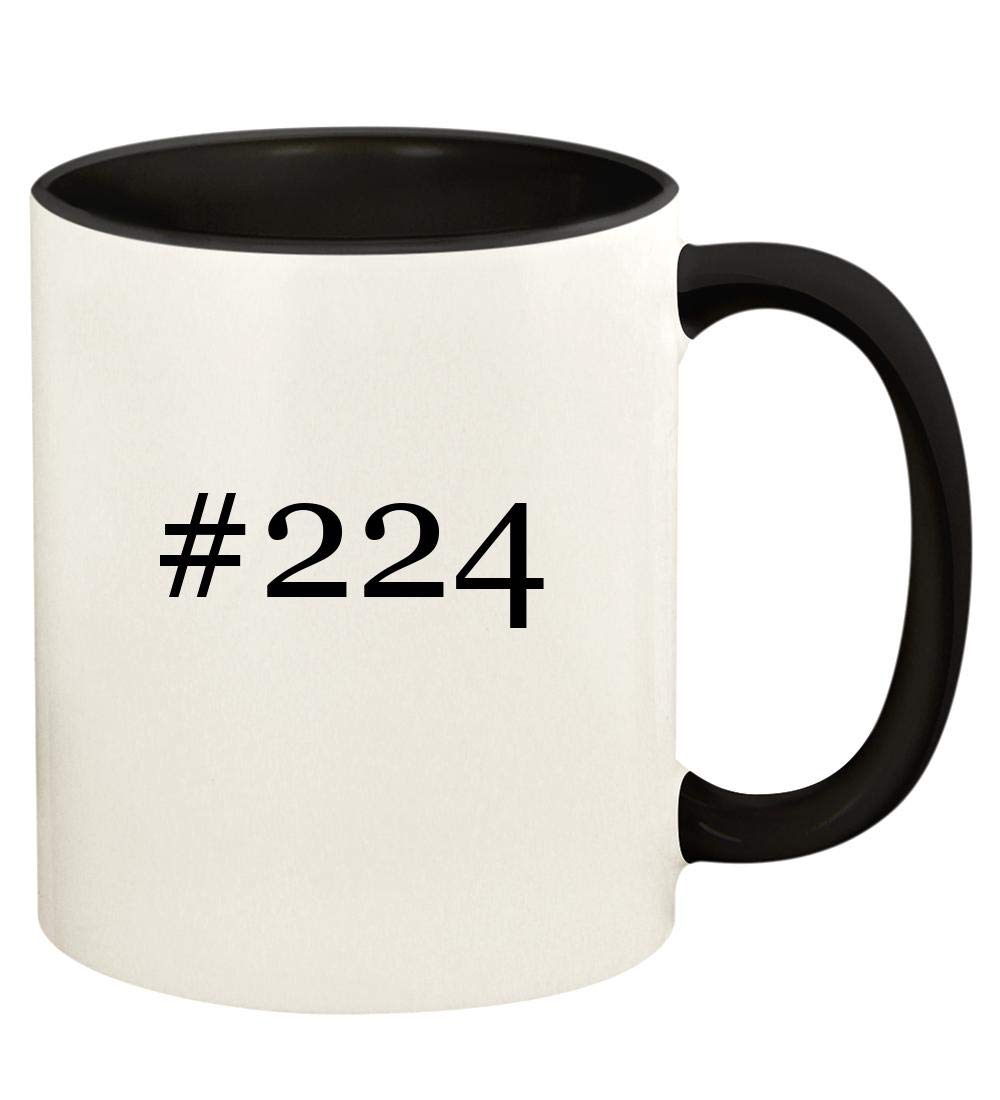 #224-11oz Hashtag Ceramic Colored Handle and Inside Coffee Mug Cup, Black