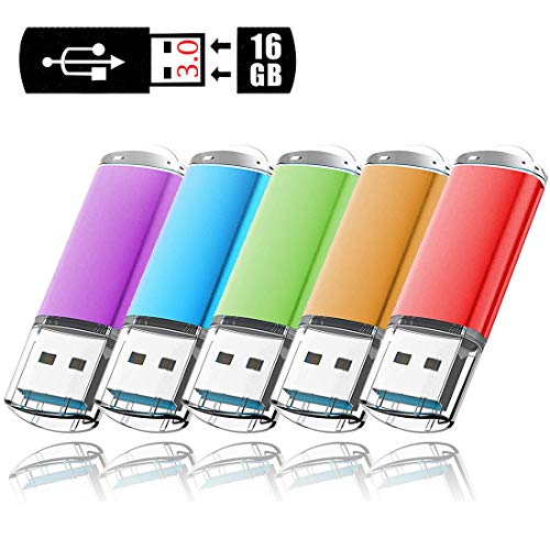 Lot de 5 Clé USB 16 Go cles USB 3.0 Mémoire Stick Flash Drive Carte Mémoire Porte Clef USB Pendrive U Disque Clés USB personnalisée Stockage Cover