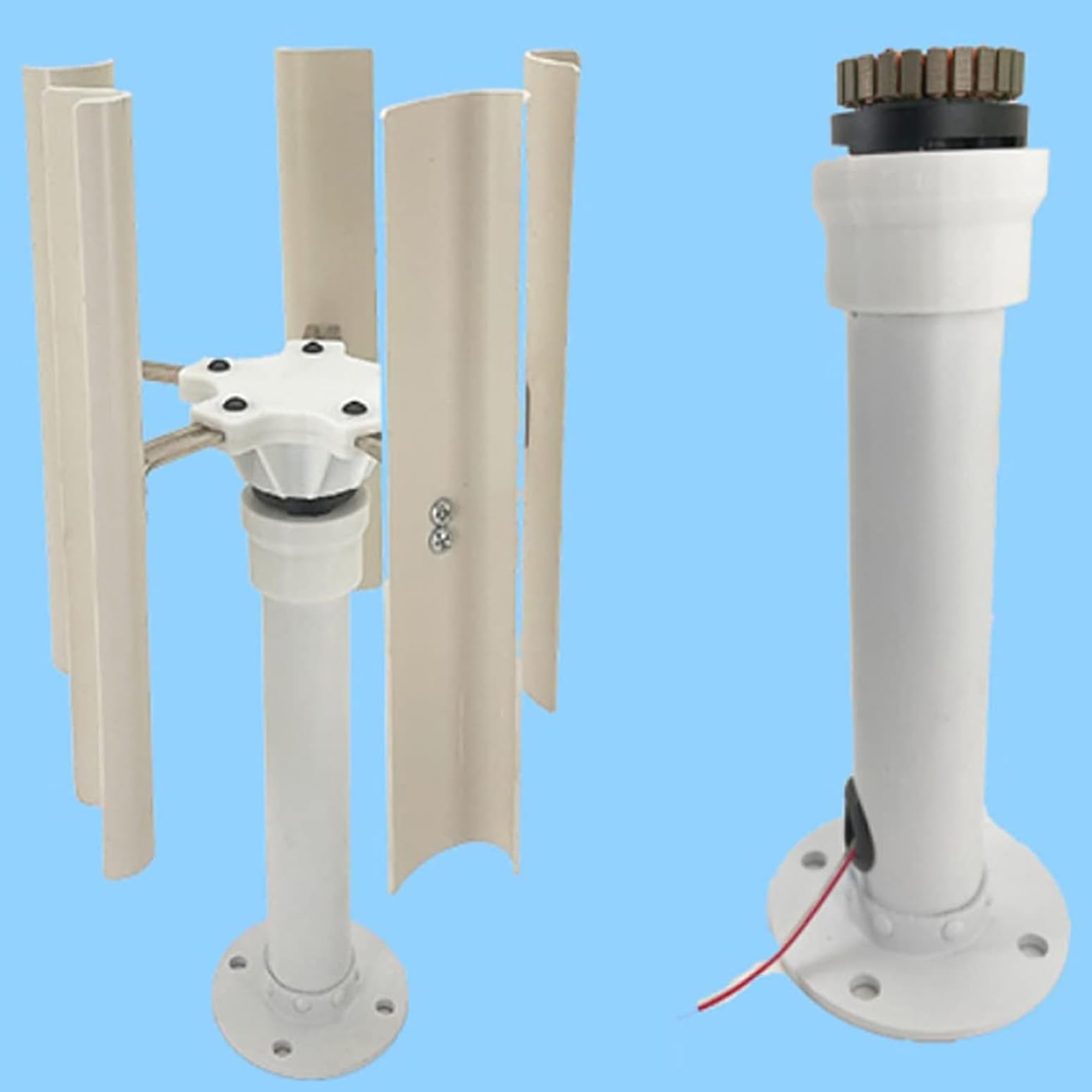 35W DIY Vertikaler 5-Blatt-Windgenerator-Modell 12V Dreiphasiger Bürstenloser Permanentmagnet-Generator, Reinkupferspule Windmühle Mit Niedriger Geschwindigkeit Für Außenbeleuchtung,Weiß