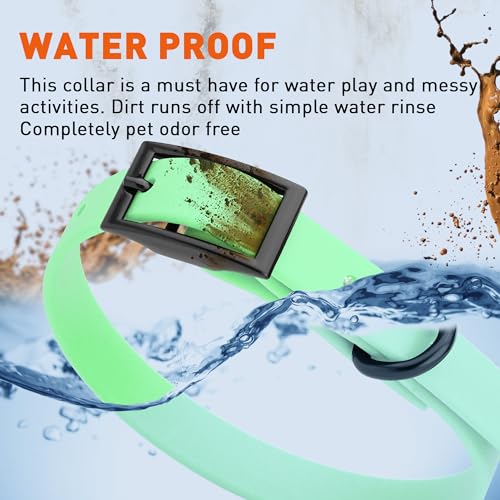 Image of Dogline Biothane Waterproof Dog Collar Strong Coated Nylon Webbing with Black Hardware Odor- Proof for Easy Care Easy to Clean High Performance Fits Small Medium or Large Dogs, Sea Foam Green
