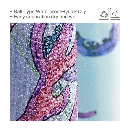 CutebriCase Ocean Seaworld Shower Curtain, Marine Life Kids Shower Curtain Beach Turtle Octopus Sea Horse Coral Star Conch Fish Beach Shower Curtain Set Washable Home Office Decor Bath Curtains - Image 7