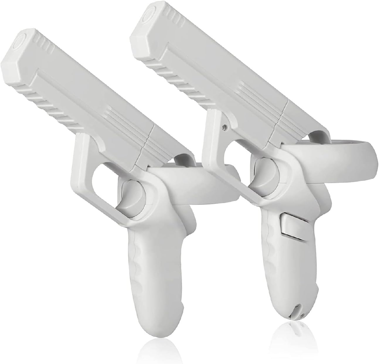 (1 Pair) Ermorgen VR Controller Gun Case Compatible for Oculus Quest 2, Enhanced FPS Gaming Experience for VR Shooting Games Easy-Install Hard PC Shell Controller Cover -White