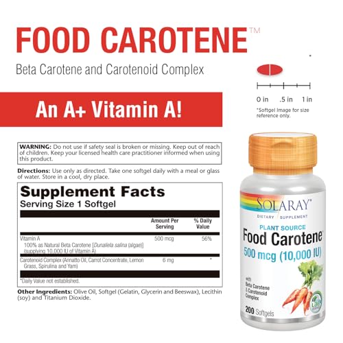 Image of SOLARAY Food Carotene, Vitamin A 10000 IU, 100 CT