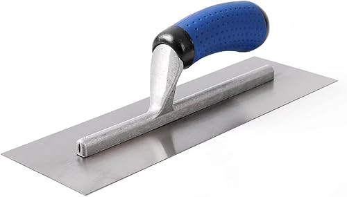 Miniatura 3 de ZJNOTED Paleta de yeso de 12 x 4 pulgadas, herramienta de acabado para cemento, acero al carbono templado, mango de goma suave de montaje de