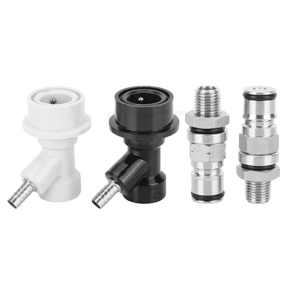 2 Stück Edelstahl Ball Lock Keg Anschluss Set mit 1/4 Zoll Gewinde, Professionelles Hobbybrau Zubehör für Bier und Getränkebrewing, Rostfreie Keg Verbinder und Flüssigkeitsanschlüsse
