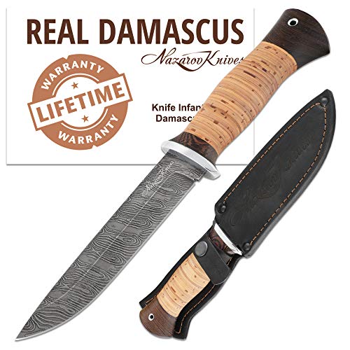 Damascus Steel Knife - Fixed Blade Knives - Real Damascus Hunting Knife
