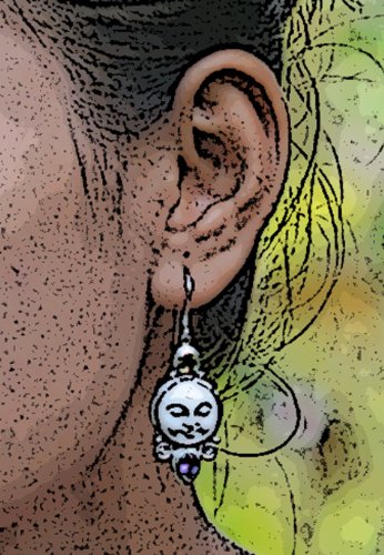 Moon Face Peridot Amethyst Earrings Sterling Silver 925 Handcarved And Gift Boxed #TOP4