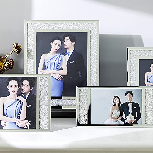 Full Glass Glitter Mirror 8X10 Picture Frames, Tabletop Frames, Table Top Stand Photo Frames Filled With Sparkling Crushed Diamond Crystal, Bling Rhinestone Picture Holder For Wedding (Usa Shipping) #TOP2