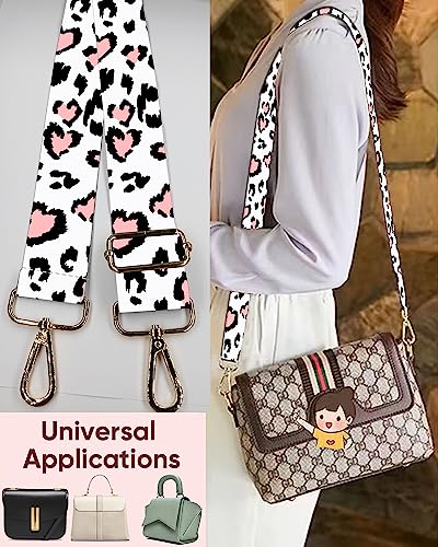 Image of Wide Purse Strap Replacement Crossbody Handbag Shoulder Strap Adjustable Bag Straps Replacement (Cute Leopard Hearts)