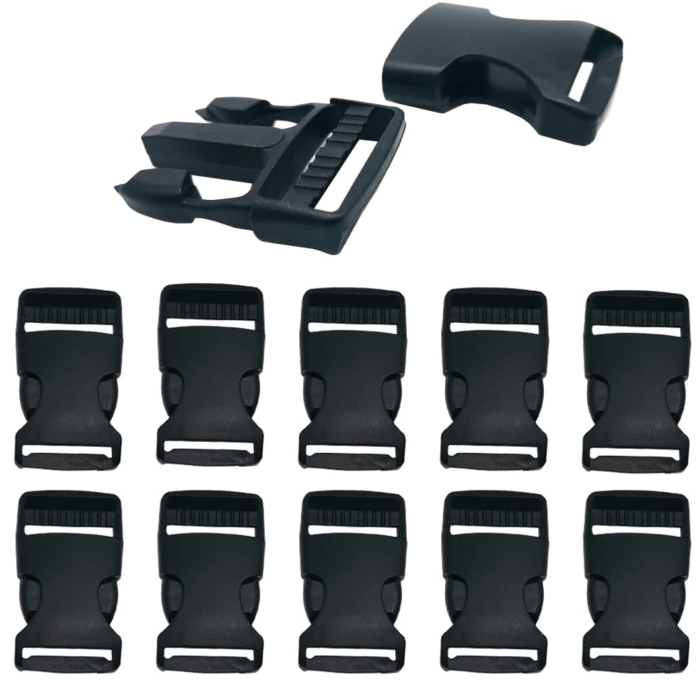 Ruidee 10Pcs Adjustable Plastic Side Release Buckles for DIY Craft Backpack Straps (38mm)