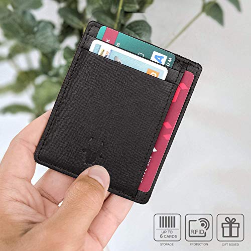 Image of WildHorn Leather Card Holder for Men & Women (Black Safiano)