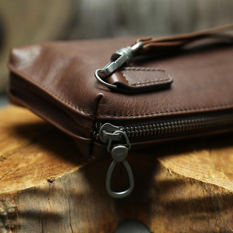 Genuine Leather Men Wristlet Clutch Phone Wallet Black Vintage Purse Handbag Travel Essentials4
