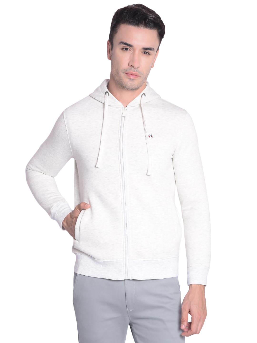 crimsoune club Men's Off White Hooded Front-Open Sweatshirt-picture-11