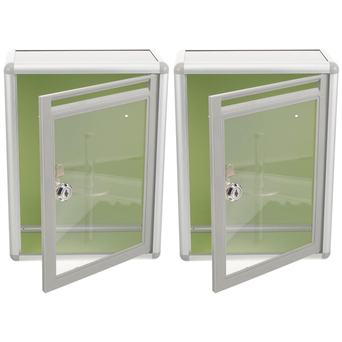 Boîte aux lettres transparente en aluminium anti-choc lot de 2 avec serrure de sécurité