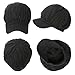Comhats 100% Merino Wool Newsboy Cap Winter Hat Black Beret with Visor Cold Weather Knit Cap Black