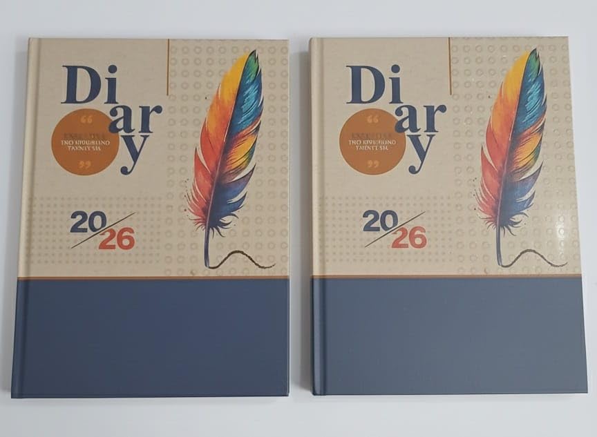Image of TULMAN 2026 Diary Pack of 2 Hardcover Design Everyday Notebooks (23 x 18 cm), Best for Study Planner, Personal Journal, Business Planning & Stationery Lovers - creamy beige