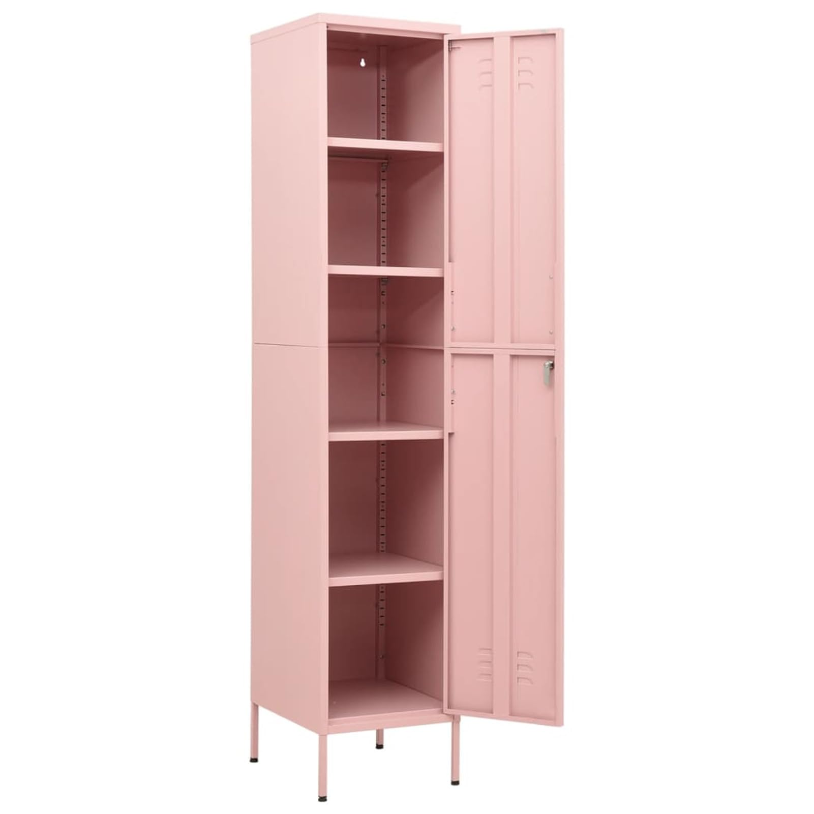 Homgoday Schließfachschrank Metallschrank Lagerschrank mit 4 Einlegeböden Aktenschrank Schrank Bücherschrank Standschrank Spind Schrank Rosa 35x46x180 cm Stahl
