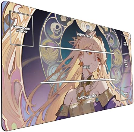 MTG Compatible TCG Playmat with Zone Layout, AI Painted 14" x 24" Collectible Card Game Playmat with White Lines - Perfect for Magica Card and Board Games 292