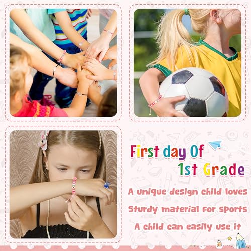 Image of Back to School Supplies, First Day of Kindergarten Bracelet, Back to School Bracelet Mommy and Me, Prek Matching Wish Bracelets Set, Adjustable Bracelet for Boys Girls Gifts Stuff Bulk