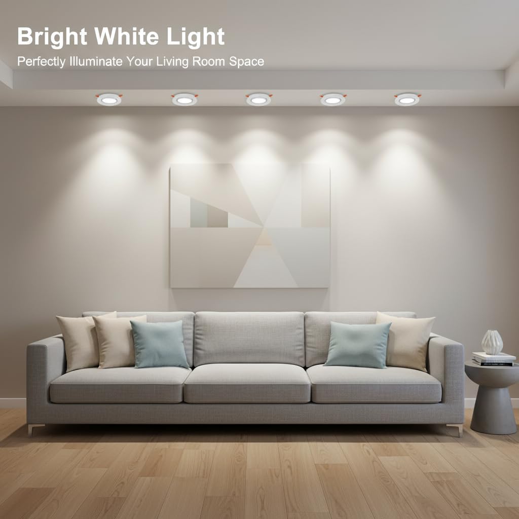Foco LED empotrable orientable, lote de 6,regulable foco empotrable para cuarto de baño, 6000 K, Ø85, IP44,7 W GU10 bombillas, iluminación de techo para sala de estar, cocina, dormitorio, apertura 70