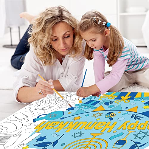 Image of Hanukkah Coloring Books for Kids Giant Coloring Poster Chanukah Large Coloring Tablecloth Huge Holiday Coloring Table Cover for Boys Girls Classroom Home Party Supplies Favor 31.4 x 43.3 Inch
