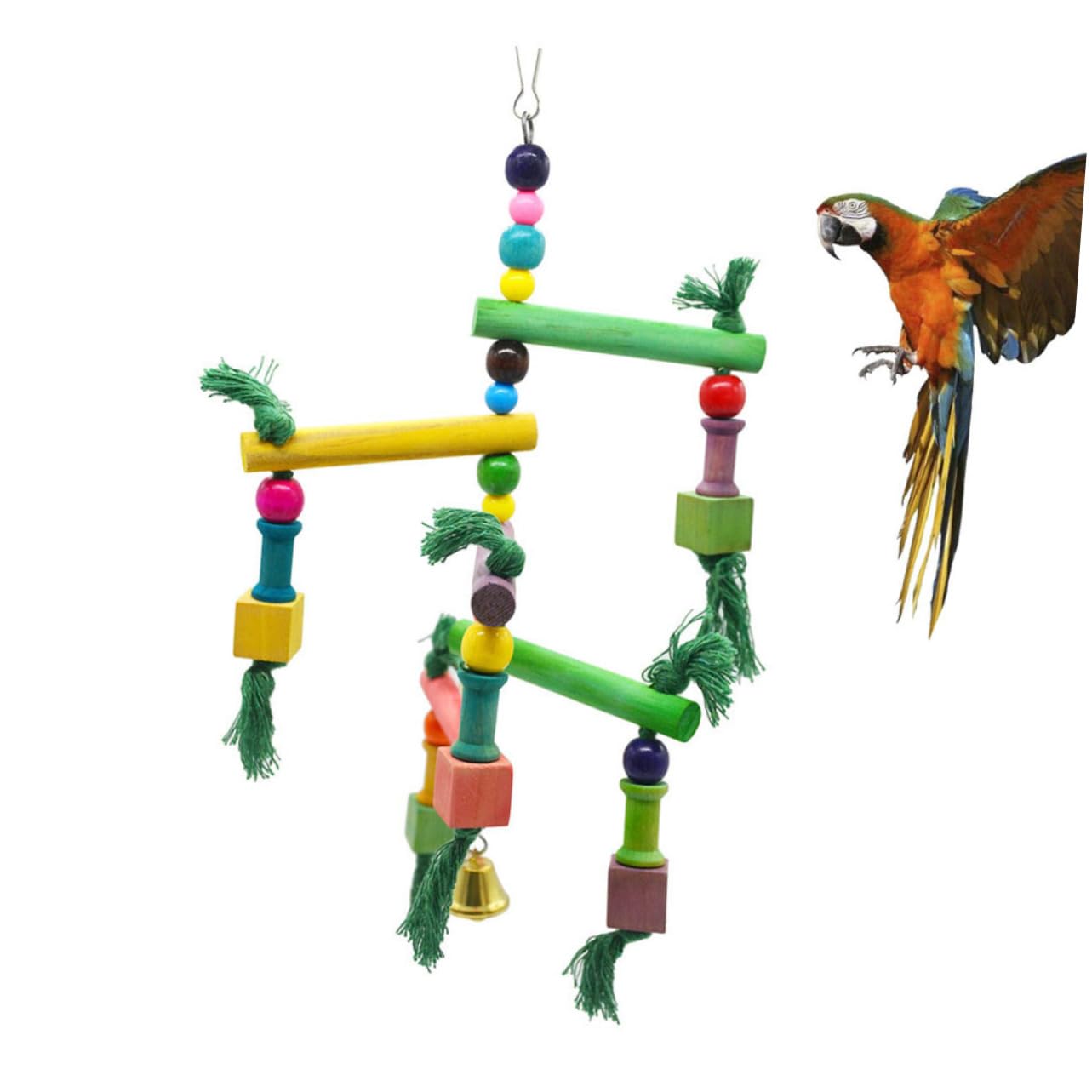 minkissy 3 piezas de madera juguetes para pájaros de madera columpio de pájaros masticar juguete de loro, juguetes de cacatúa, soporte de juego de pájaros, columpio de loro, juguete de loro, columpios
