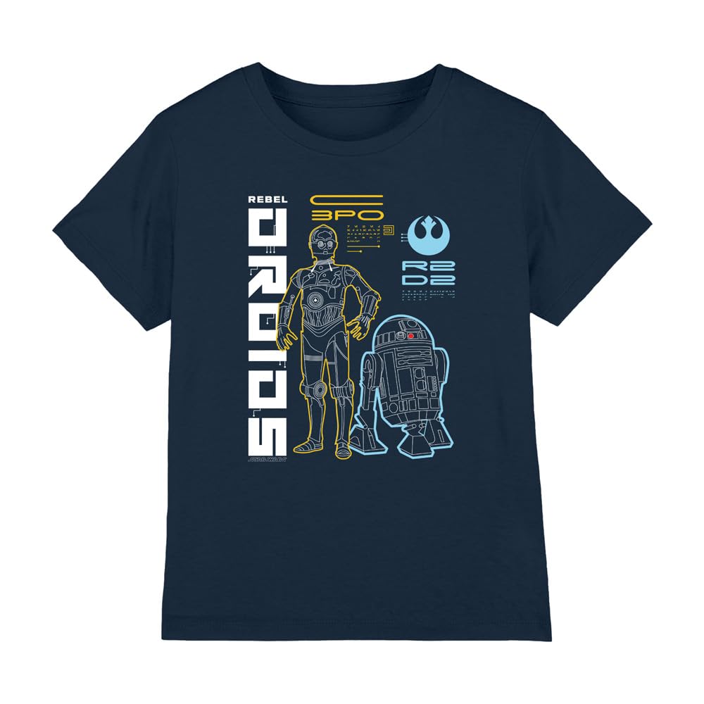Star Wars Rebel Droids Unisex Kids T Shirt, Navy, 7-8 Years