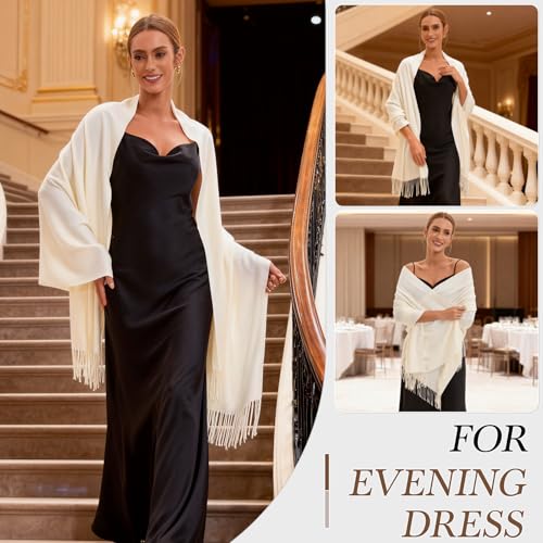 Image of Pashmina Scarf and Shawl - Soft Women Pashminas Wrap for Wedding Evening Party dresses